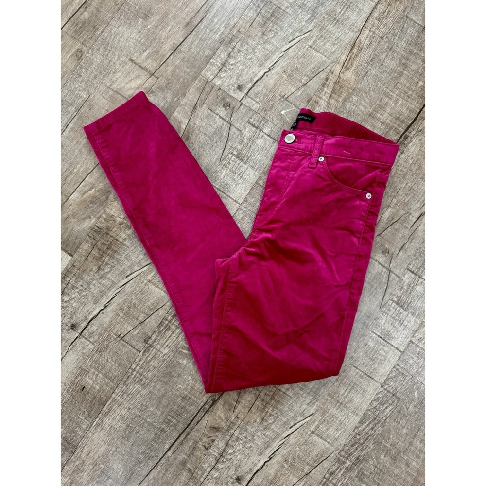 Banana Republic Skinny Ankle Velvet Jeans Womens Size 26 Magenta‎ Fushia Pant